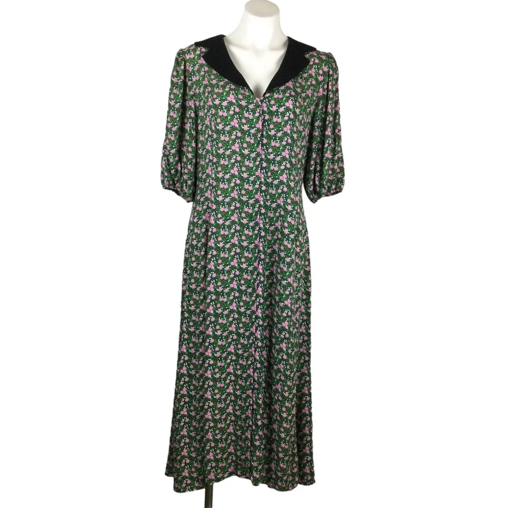 ASOS Cottage Core Collared Midi Tea Dress in Floral Print Nwot - Picture 4 of 14